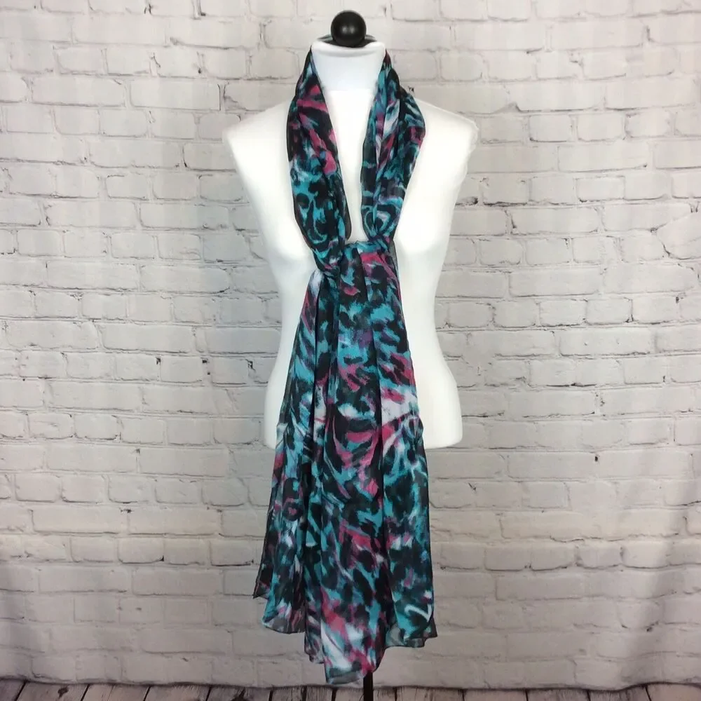 Bebe Women’s O/S Multicolored Animal Print Watercolor Scarf/Wrap Lightweight